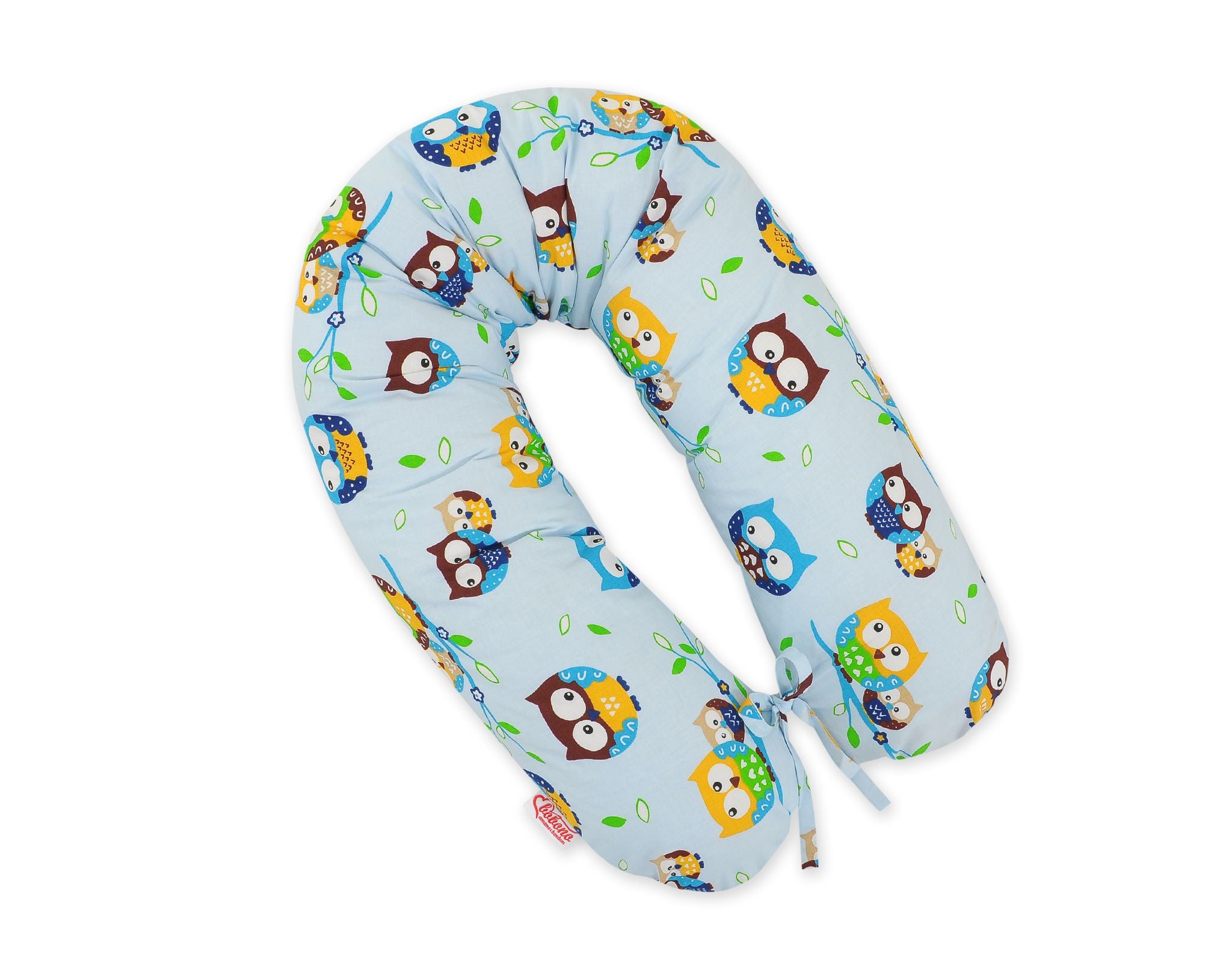 Pregnancy pillow- Longer, removable pillowcase - Owls on blue