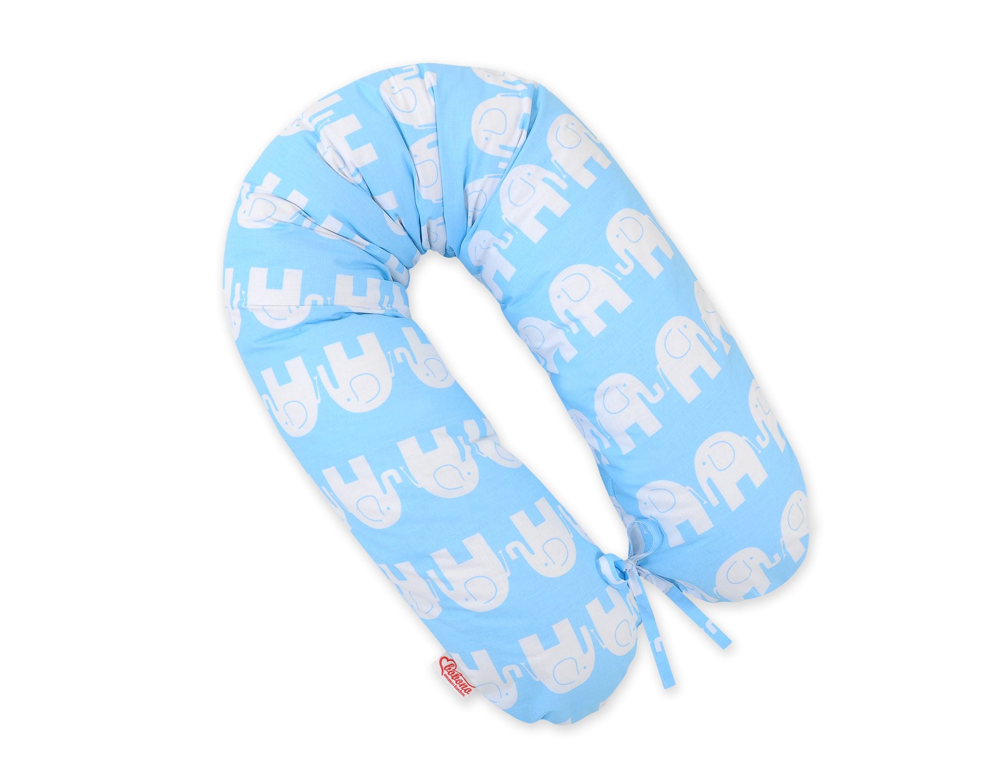 Pregnancy pillow- Longer, removable pillowcase - Blue elephants