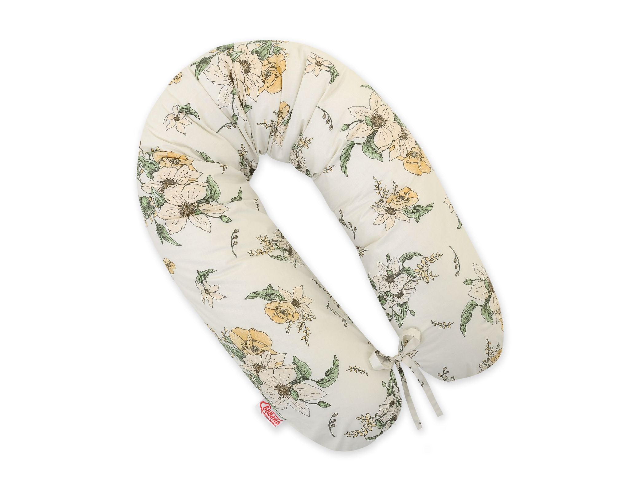 Pregnancy pillow- Longer, removable pillowcase - Clematis on beige