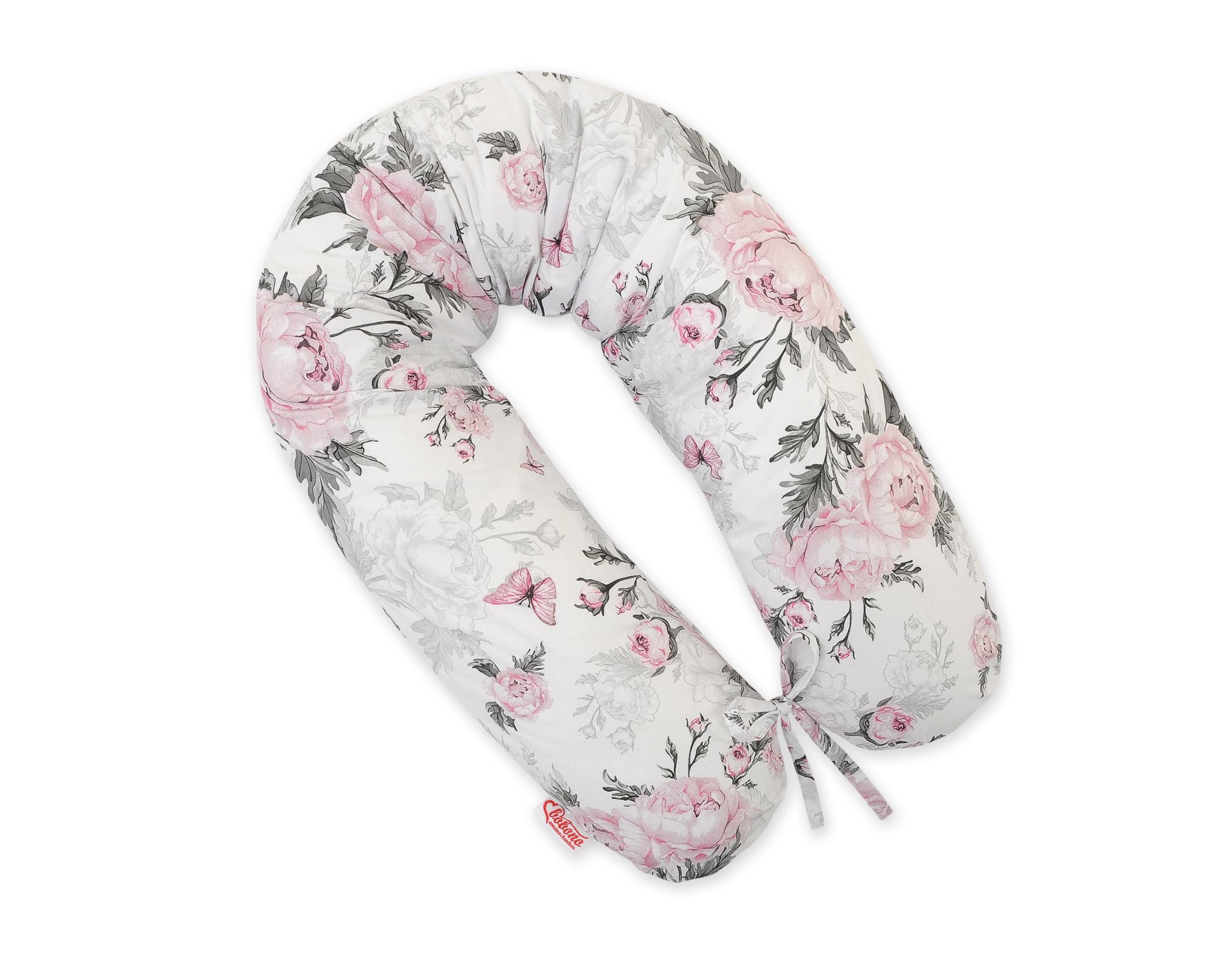 Pregnancy pillow- Longer, removable pillowcase - Romantic peonies