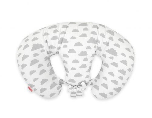 Twin nursing pillow, Breastfeeding Croissant Pillow, removable, Hands-Free Feeding- clouds gray