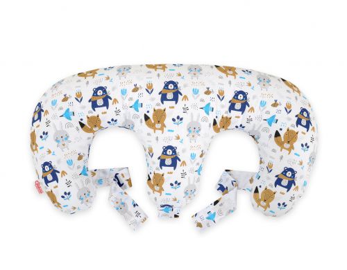 Twin nursing pillow, Breastfeeding Croissant Pillow, removable, Hands-Free Feeding- navy blue bears