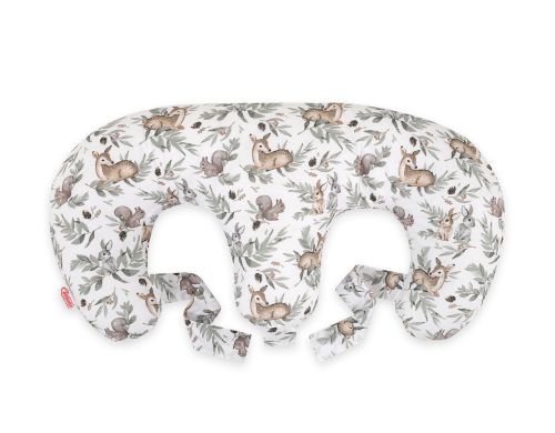 Twin nursing pillow, Breastfeeding Croissant Pillow, removable, Hands-Free Feeding- woodland olive