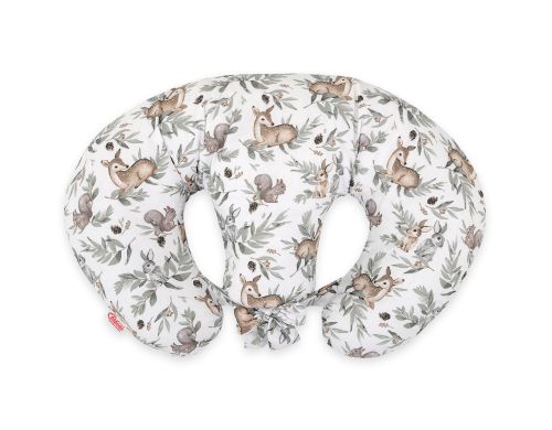 Twin nursing pillow, Breastfeeding Croissant Pillow, removable, Hands-Free Feeding- woodland olive