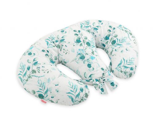 Twin nursing pillow, Breastfeeding Croissant Pillow, removable, Hands-Free Feeding- eucaliptus mint