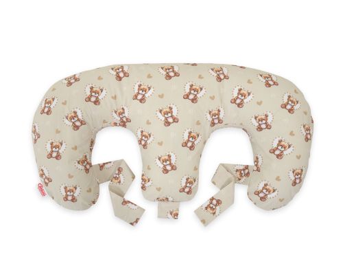 Twin nursing pillow, Breastfeeding Croissant Pillow, removable, Hands-Free Feeding- teddy love