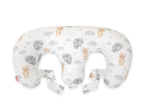 Twin nursing pillow, Breastfeeding Croissant Pillow, removable, Hands-Free Feeding- teddy bear