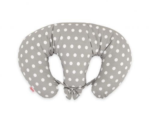 Twin nursing pillow, Breastfeeding Croissant Pillow, removable, Hands-Free Feeding- dots on grey