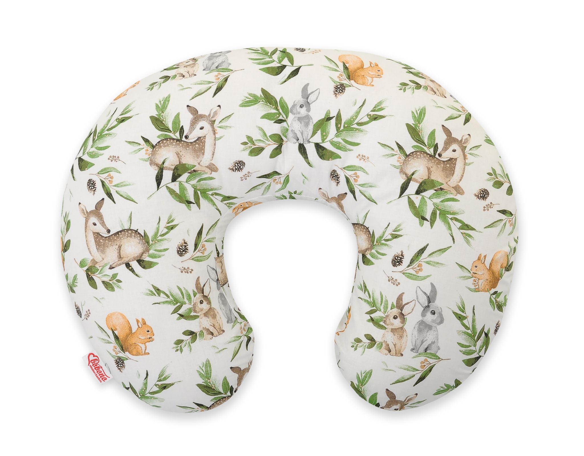 Breastfeeding Pillow Nursing Croissant Pillow, removable, Hands-Free Feeding - Woodland green
