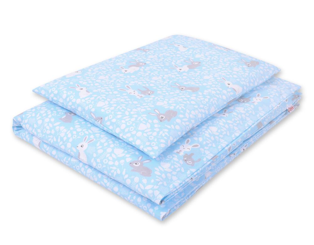 Baby cotton bedding set 2-pcs  135x100 cm- blue rabbits