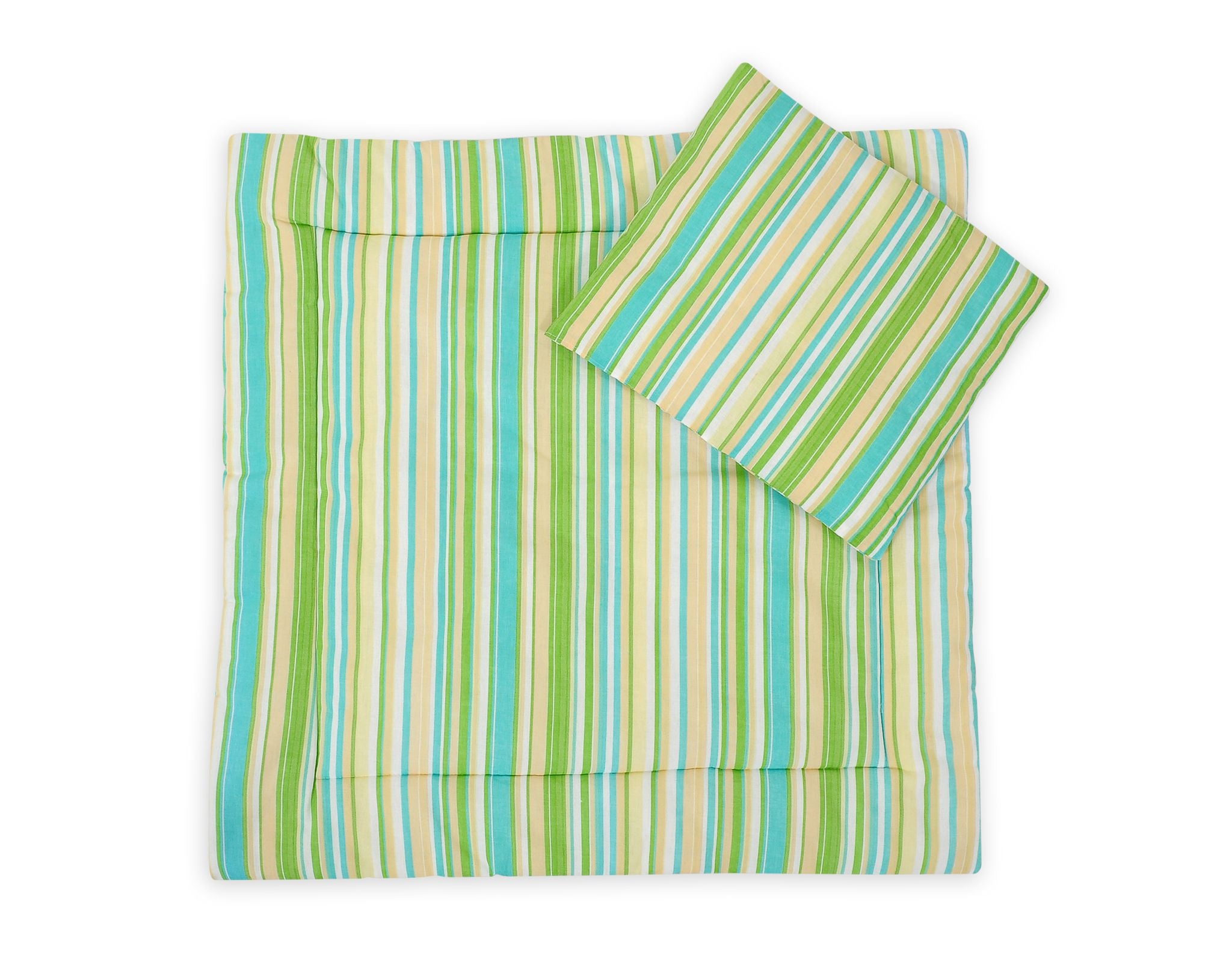 Pram bedding set with duvet and pillow 2pcs - Green stripes