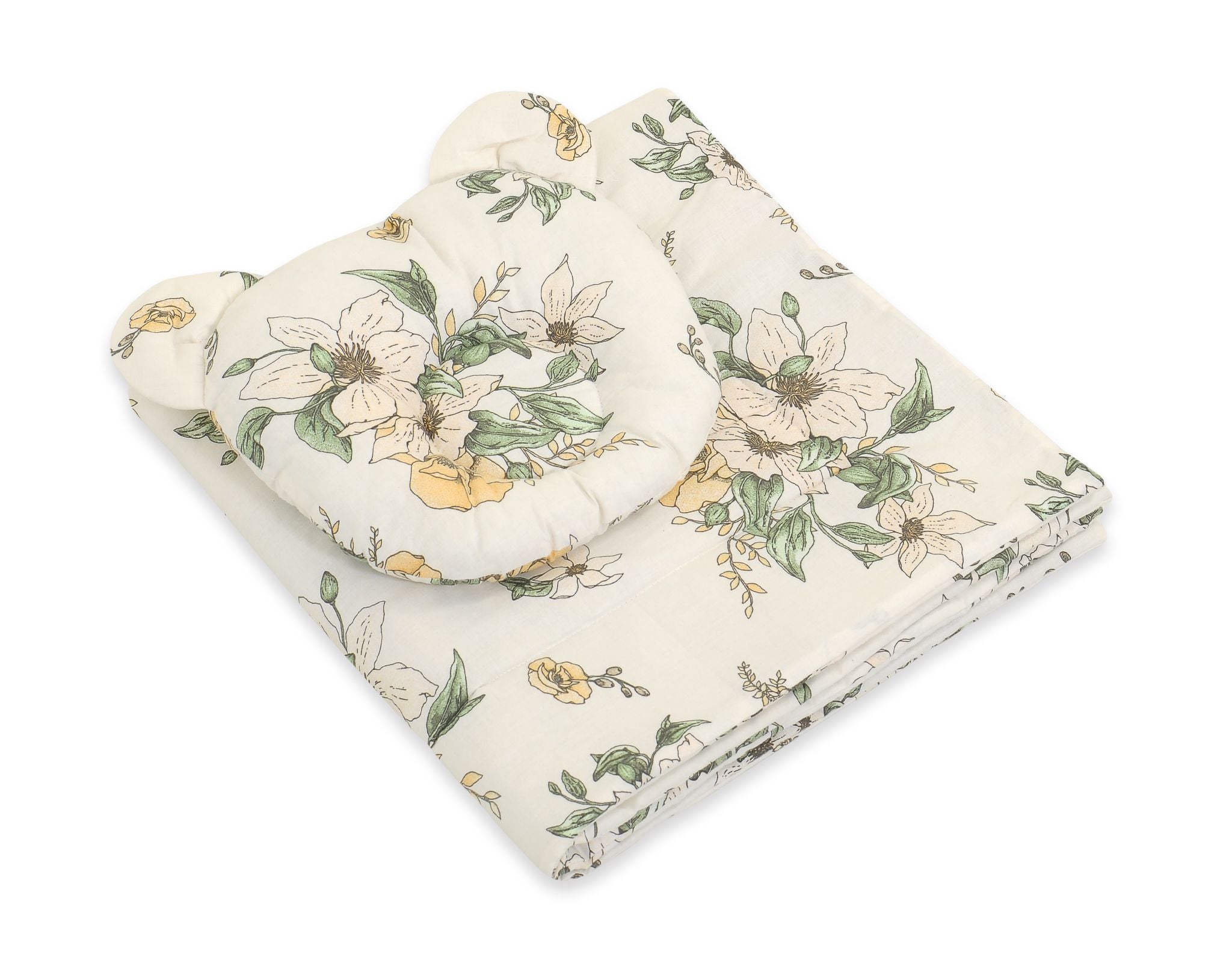 Duvet with pillow Teddy - 2pcs set - Clematis on beige