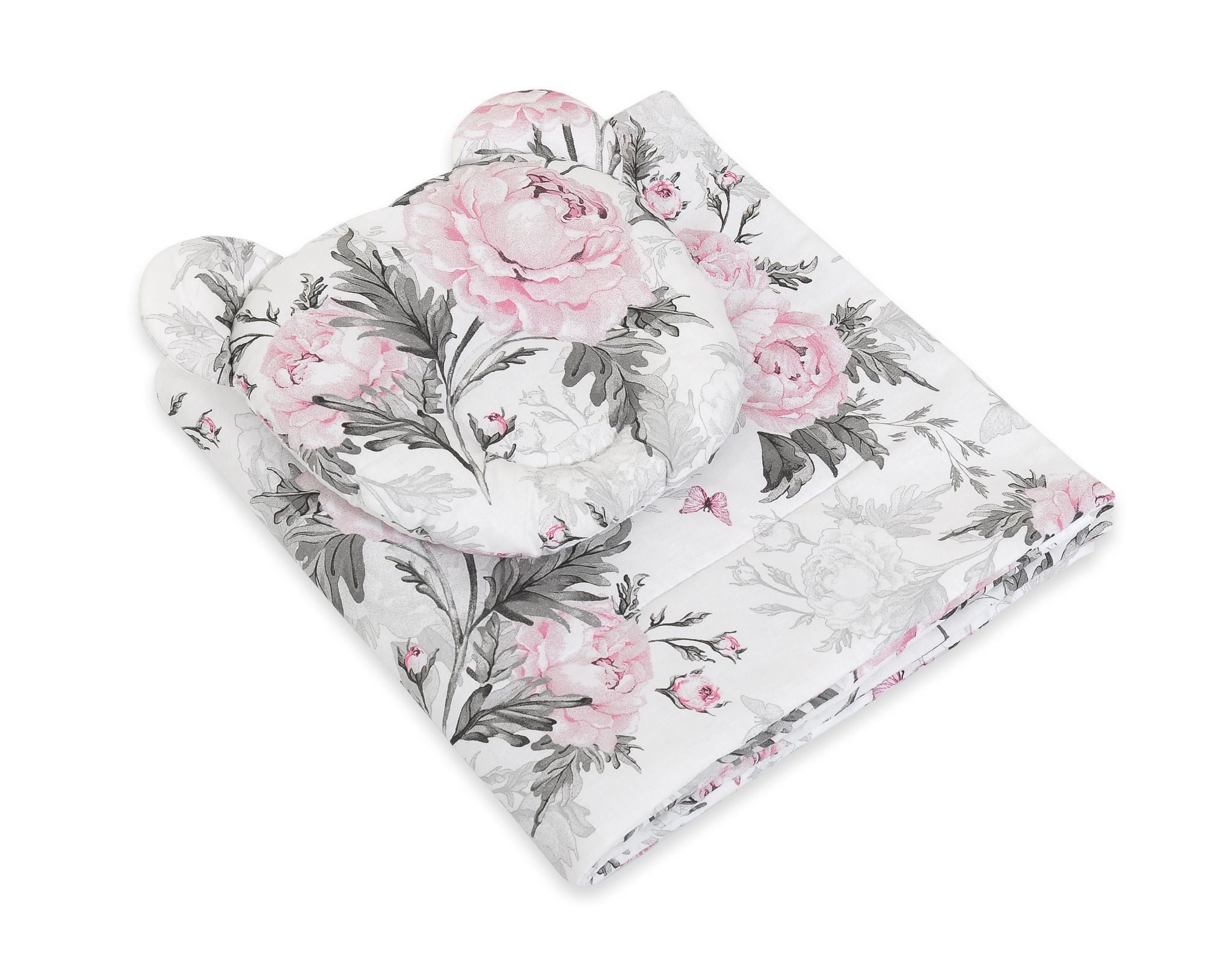 Duvet with pillow Teddy - 2pcs set - Romantic peonies