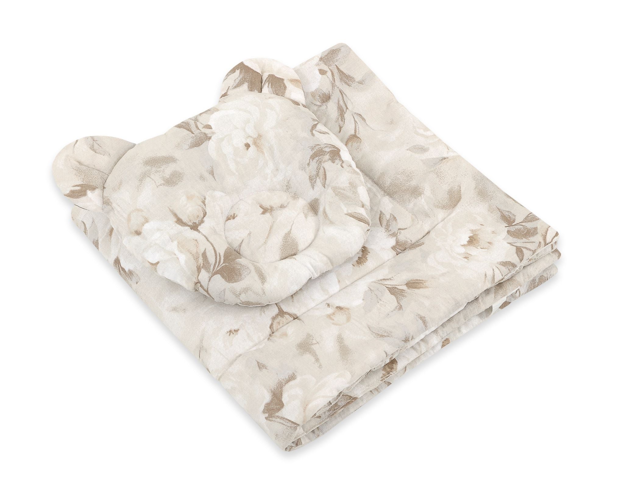 Duvet with pillow Teddy - 2pcs set - Peonies beige
