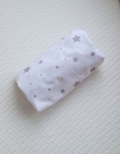 Sheet made of cotton for moses basket mattress 75x35 cm - mini gray stars
