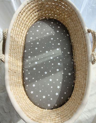 Sheet made of cotton for moses basket mattress 75x35 cm - mini stars white