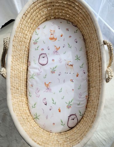 Sheet made of cotton for moses basket mattress 75x35 cm - forest softness