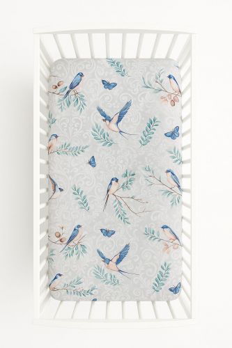 Sheet made of cotton 120x60cm - blue birds