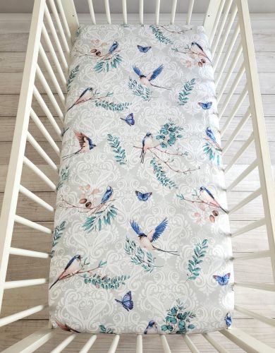 Sheet made of cotton 120x60cm - blue birds