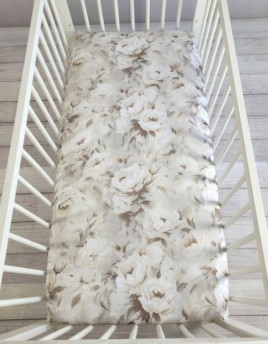Sheet made of cotton 120x60cm - peonies beige