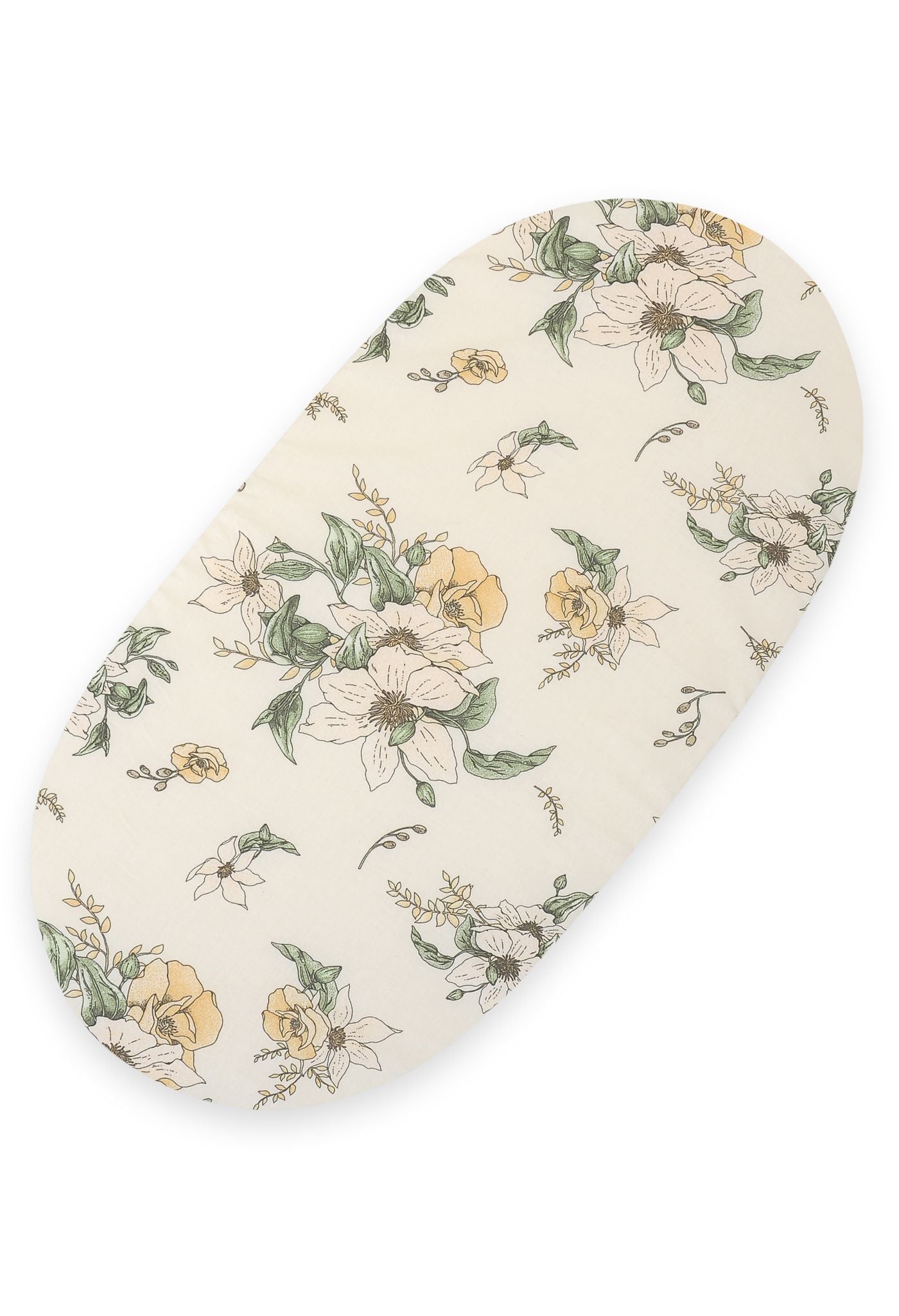 Sheet made of cotton for moses basket mattress 75x35 cm - Clematis on beige