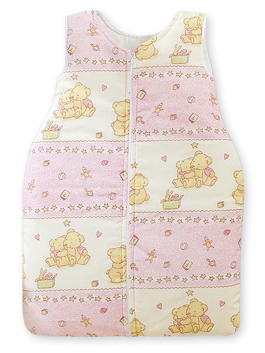 Cotton sleeping bag for children, size M, 6-12 months, TOG 2.5, all-season, pink plush toys