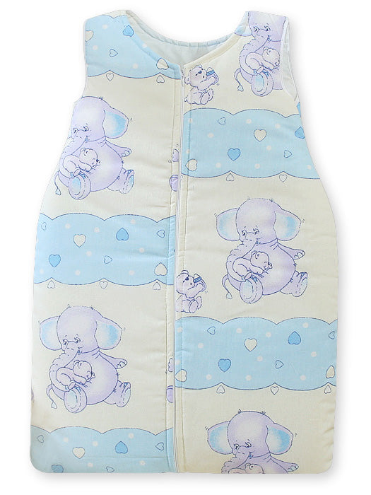 Cotton sleeping bag for children, size M, 6-12 months, TOG 2.5, all-season, blue elephants