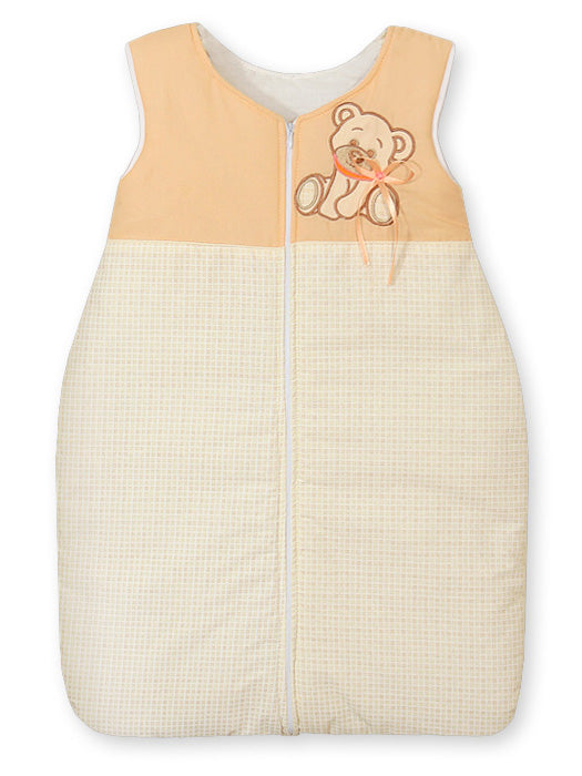 Cotton sleeping bag for children, size M, 6-12 months, TOG 2.5, all-season, Bear with bow peach