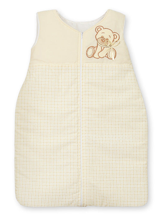 Cotton sleeping bag for children, size M, 6-12 months, TOG 2.5, all-season, Bear with bow cream