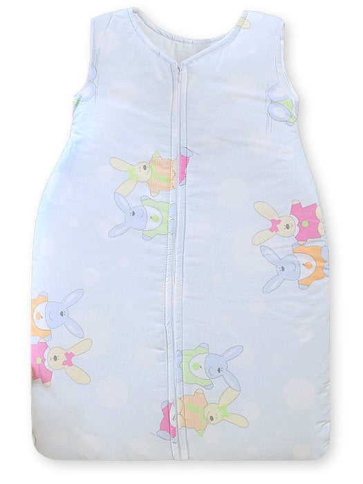 Cotton sleeping bag for children, size M, 6-12 months, TOG 2.5, all-season, bunnies on blue