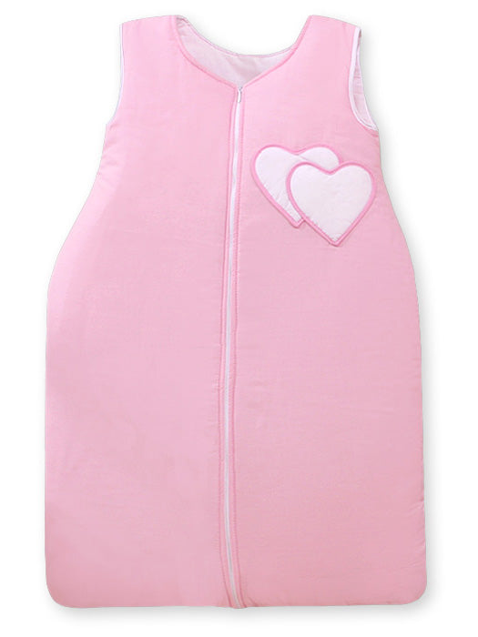 Cotton sleeping bag for children, size M, 6-12 months, TOG 2.5, all-season, hearts pink