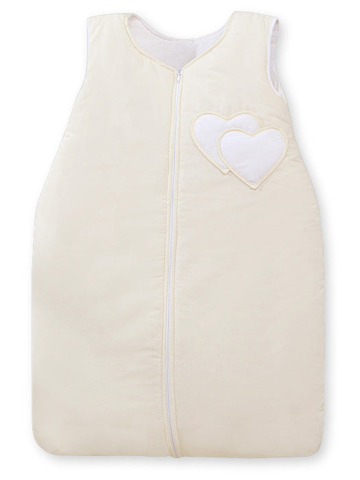 Cotton sleeping bag for children, size M, 6-12 months, TOG 2.5, all-season, hearts cream