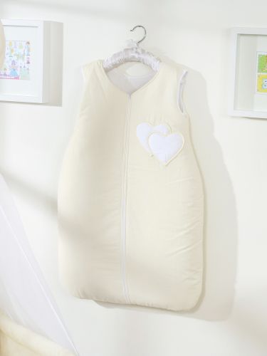 Cotton sleeping bag for children, size M, 6-12 months, TOG 2.5, all-season, hearts cream
