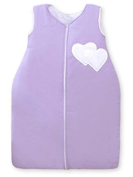 Cotton sleeping bag for children, size M, 6-12 months, TOG 2.5, all-season, hearts lilac