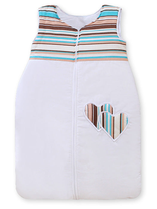 Cotton sleeping bag for children, size M, 6-12 months, TOG 2.5, all-season, hearts brown strips