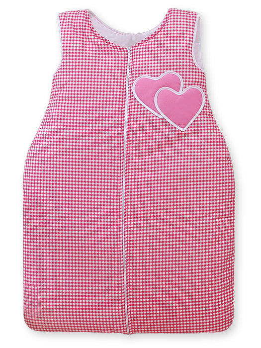 Cotton sleeping bag for children, size M, 6-12 months, TOG 2.5, all-season, dark pink checkered