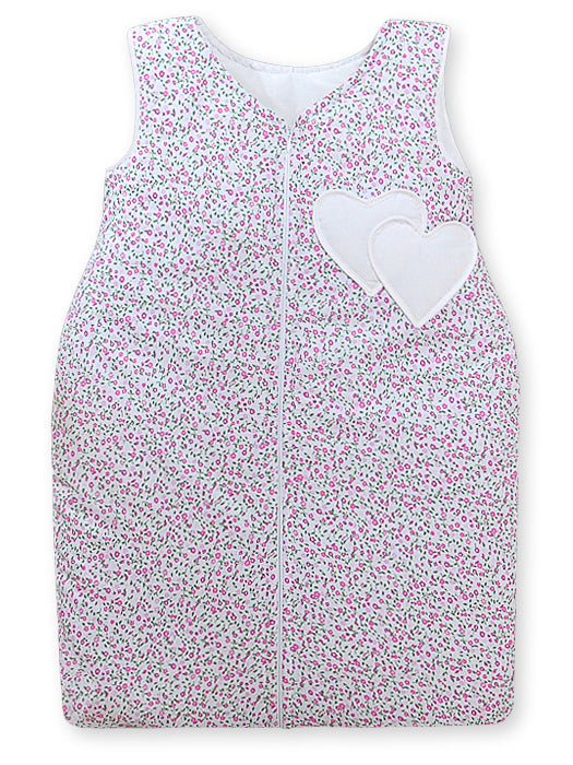 Cotton sleeping bag for children, size M, 6-12 months, TOG 2.5, all-season, hearts pink flowers