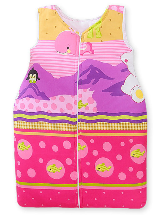 Cotton sleeping bag for children, size M, 6-12 months, TOG 2.5, all-season polar bear on pink