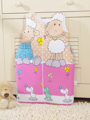Cotton sleeping bag for children, size M, 6-12 months, TOG 2.5, all-season, Sheeps pink-beige
