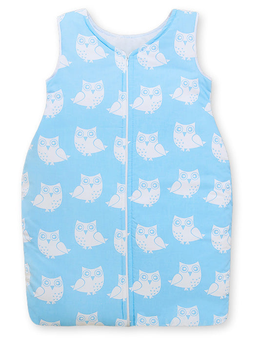 Cotton sleeping bag for children, size M, 6-12 months, TOG 2.5, all-season, Owls blue