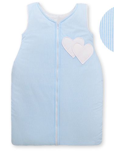 Cotton sleeping bag for children, size M, 6-12 months, TOG 2.5, all-season, hearts blue strips