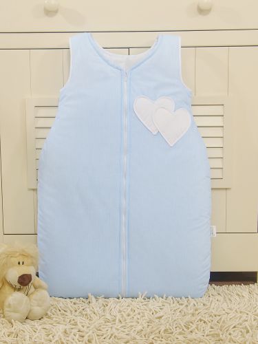 Cotton sleeping bag for children, size M, 6-12 months, TOG 2.5, all-season, hearts blue strips
