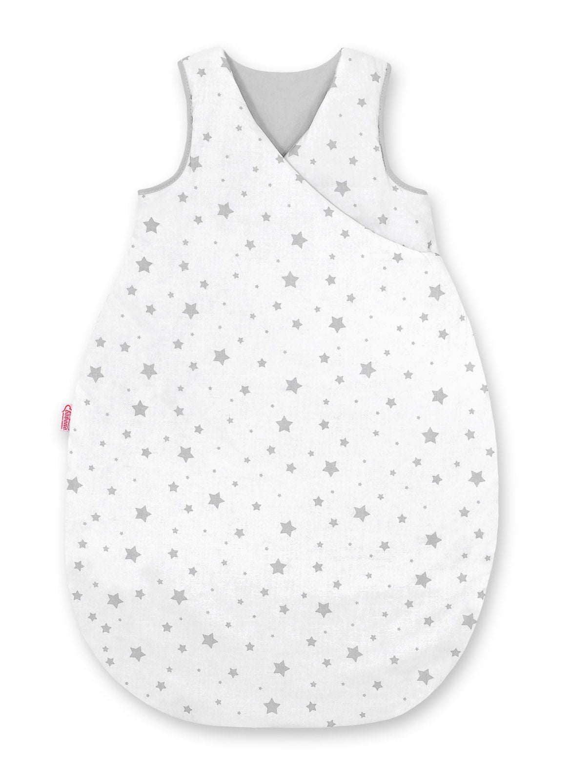 Cotton sleeping bag for children, size M, 3-12 months, TOG 2.5, all-season - mini gray stars