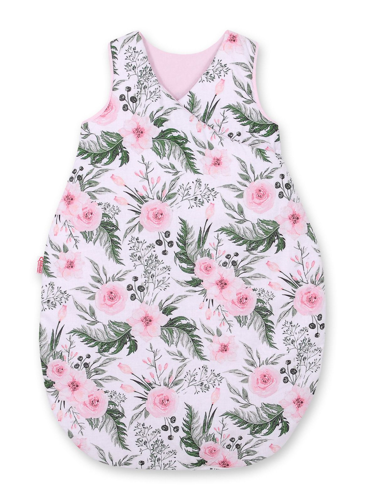 Cotton sleeping bag for children, size M, 3-12 months, TOG 2.5, all-season - peony flower pink