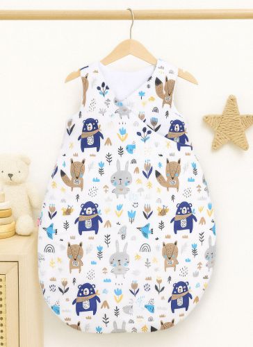 Cotton sleeping bag for children, size M, 3-12 months, TOG 2.5, all-season - navy blue bears