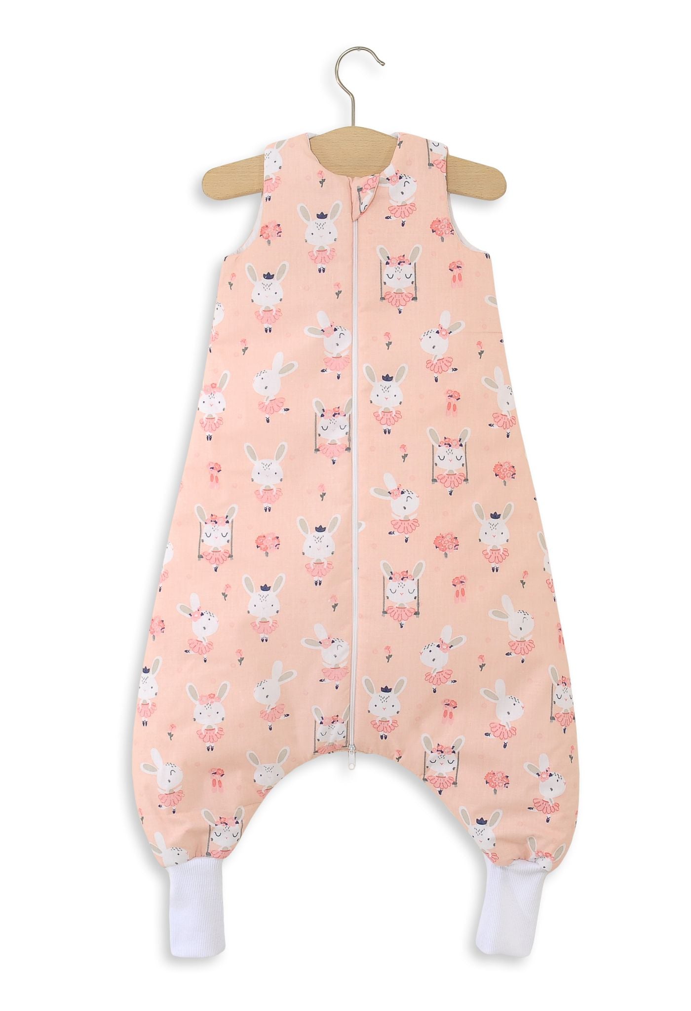 Cotton Baby Sleeping Bag  with legs Warm and Cozy L 9-24 months TOG 2.5 - ballerina bunnies