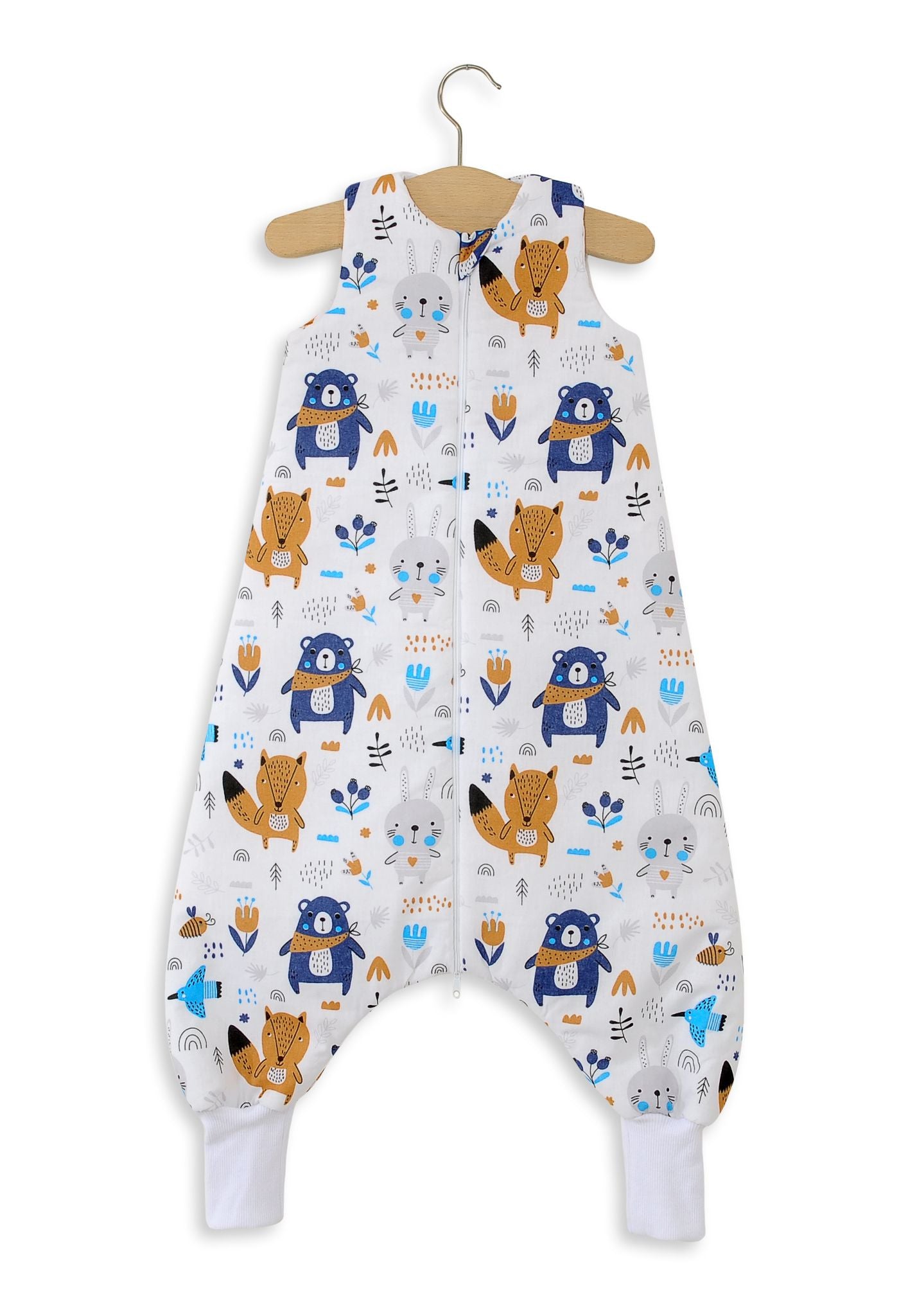 Cotton Baby Sleeping Bag  with legs Warm and Cozy L 9-24 months TOG 2.5 - navy blue teddy bears