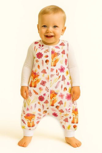 Cotton Baby Sleeping Bag  with legs Warm and Cozy L 9-24 months TOG 2.5 - fox in a wreath