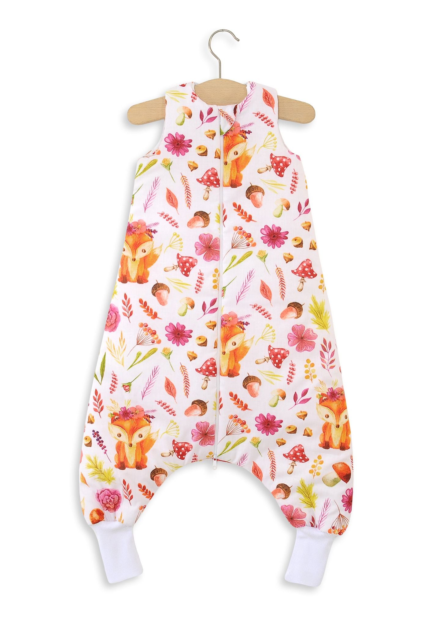 Cotton Baby Sleeping Bag  with legs Warm and Cozy L 9-24 months TOG 2.5 - fox in a wreath