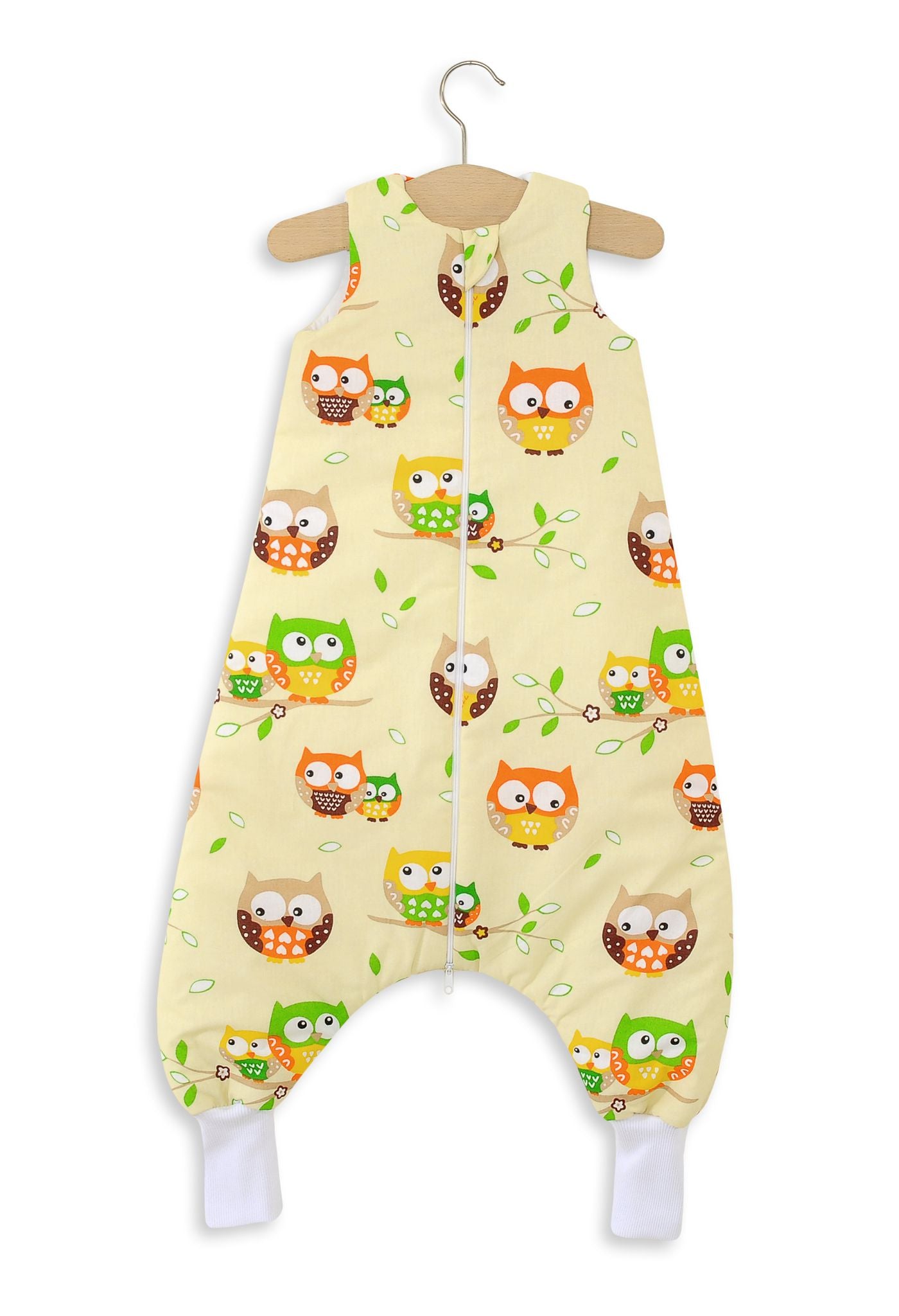 Cotton Baby Sleeping Bag  with legs Warm and Cozy L 9-24 months TOG 2.5 - cream owls